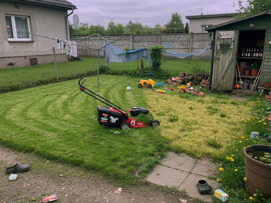 The lawn before the visit